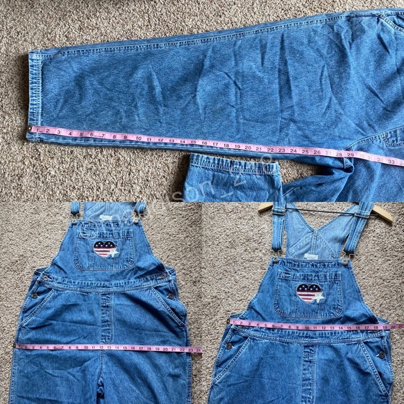 Vintage Overalls size Large women’s Embroidered American Flag Straight Leg L - Picture 11 of 12